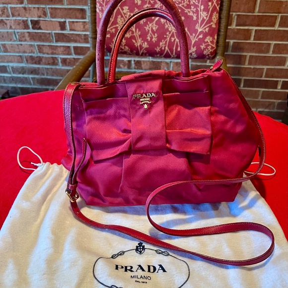 Prada Tessuto ribbon pink nylon crossbody bag - Picture 1 of 13